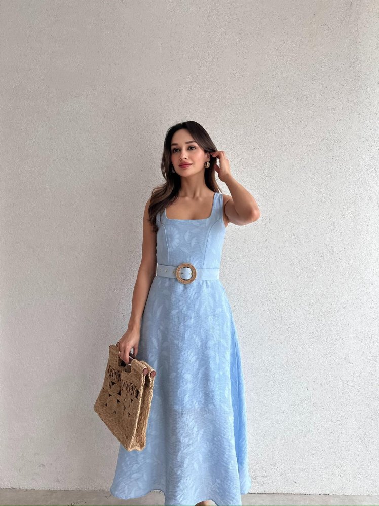 TERA Midi Elbise 5225 - Mavi - Mooi Butik