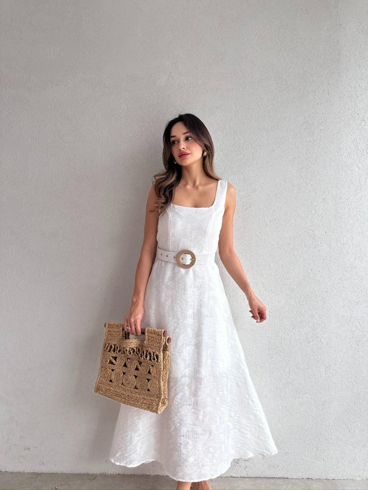 TERA Midi Elbise 5225 - Beyaz - Mooi Butik