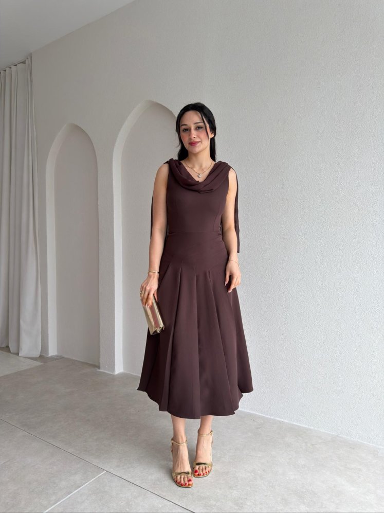 TERİER Midi Elbise 2222 - Acı Kahve - Mooi Butik