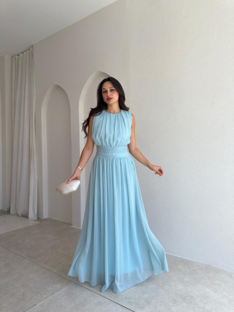 TİAGO Maxi Elbise 3706 - Su Yeşili - Mooi Butik