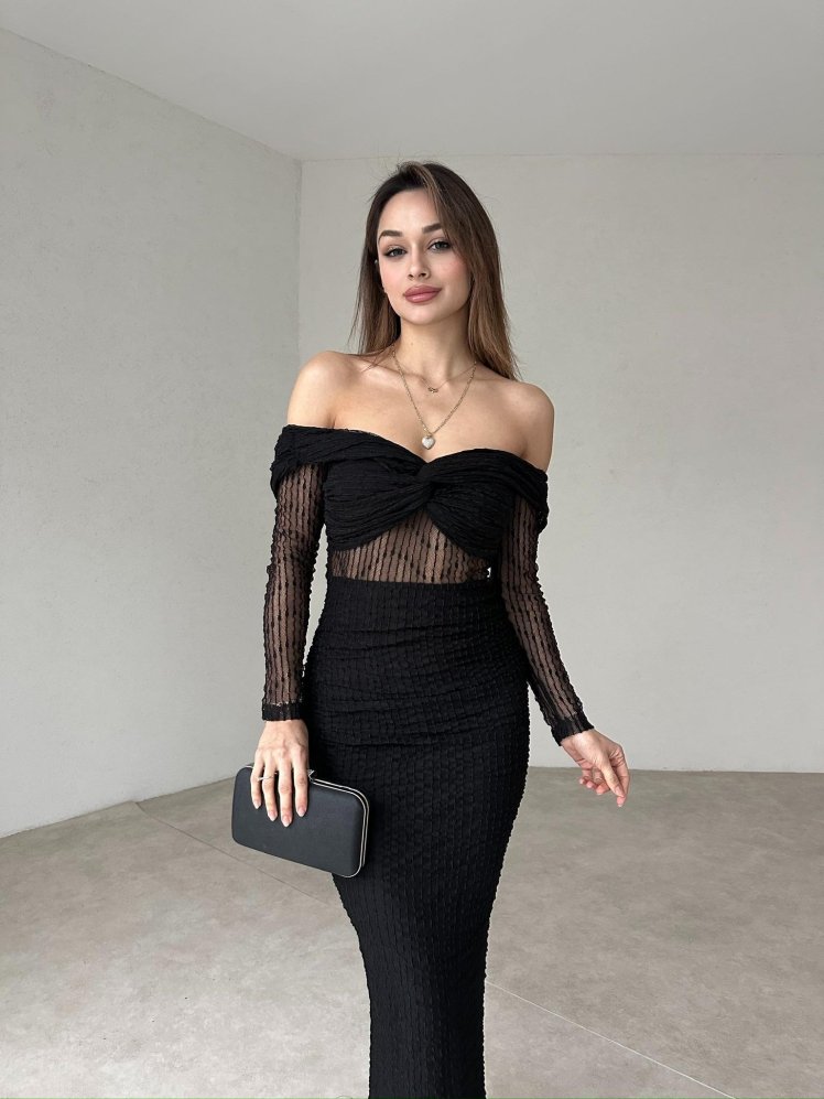 TİARA Midi Elbise 8814 - Siyah - Mooi Butik