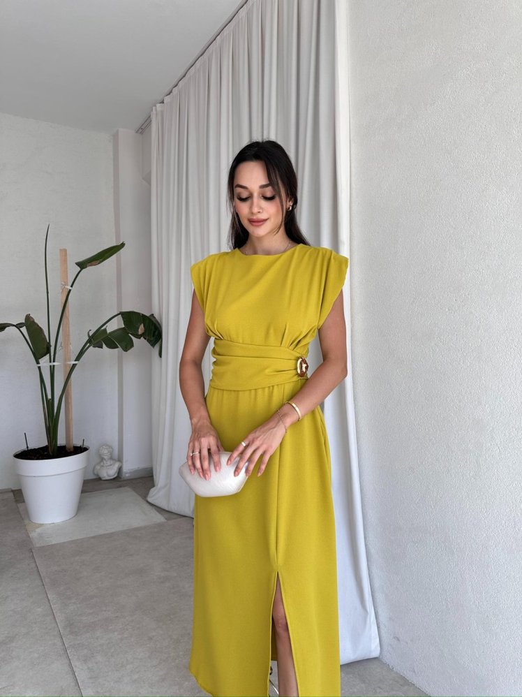 TİFFANY Midi Elbise 8077 - Yağ Yeşili - Mooi Butik