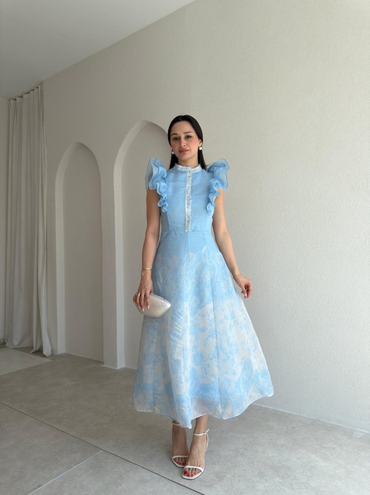 TİLY Midi Elbise 4789 - Mavi - Mooi Butik