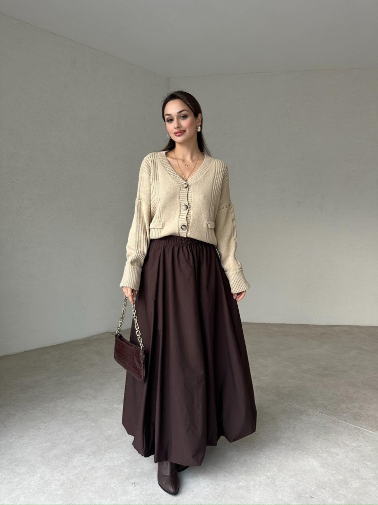 TİNA Balon Etek 5097 - Acı Kahve - Mooi Butik