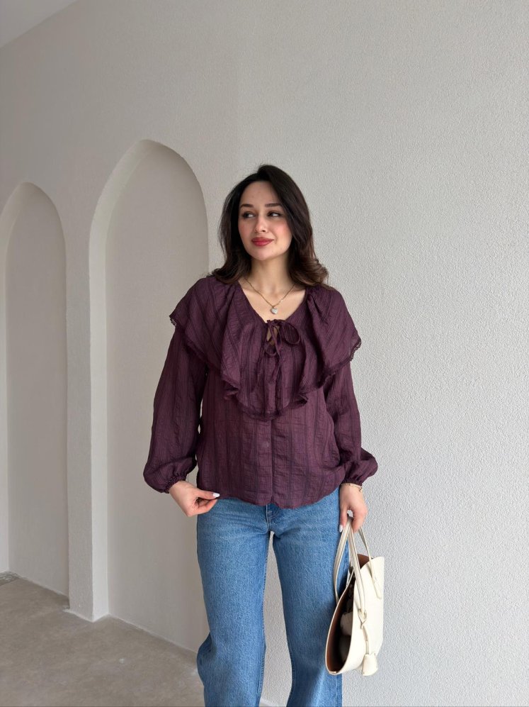 TİNKY Bluz 2391 - Mürdüm - Mooi Butik