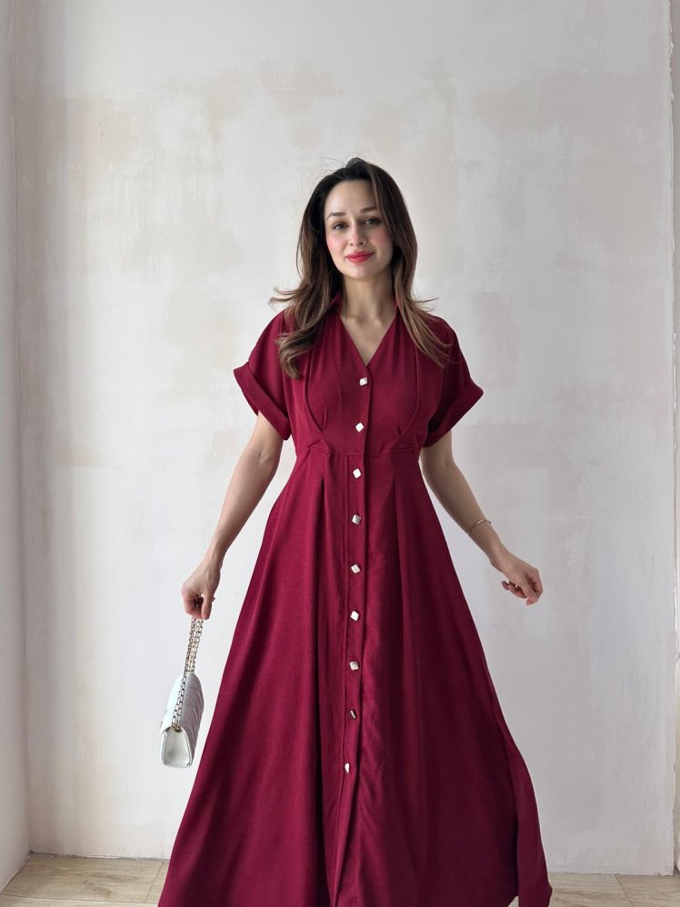 TİTA Maxi Elbise 4736 - Bordo - Mooi Butik