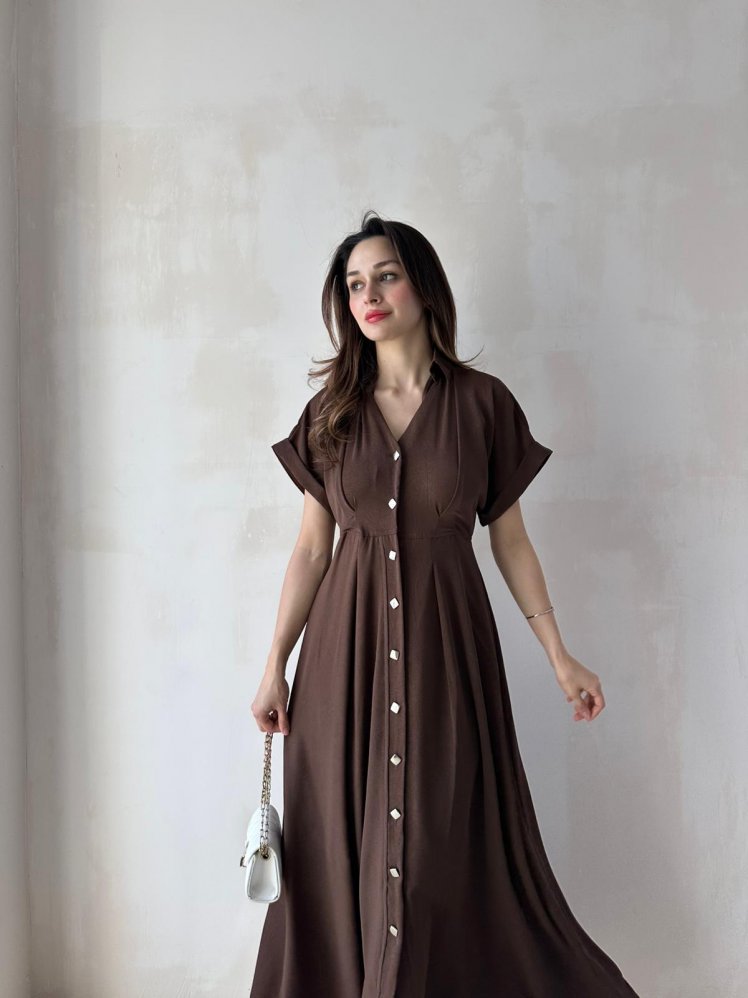 TİTA Maxi Elbise 4736 - Acı Kahve - Mooi Butik