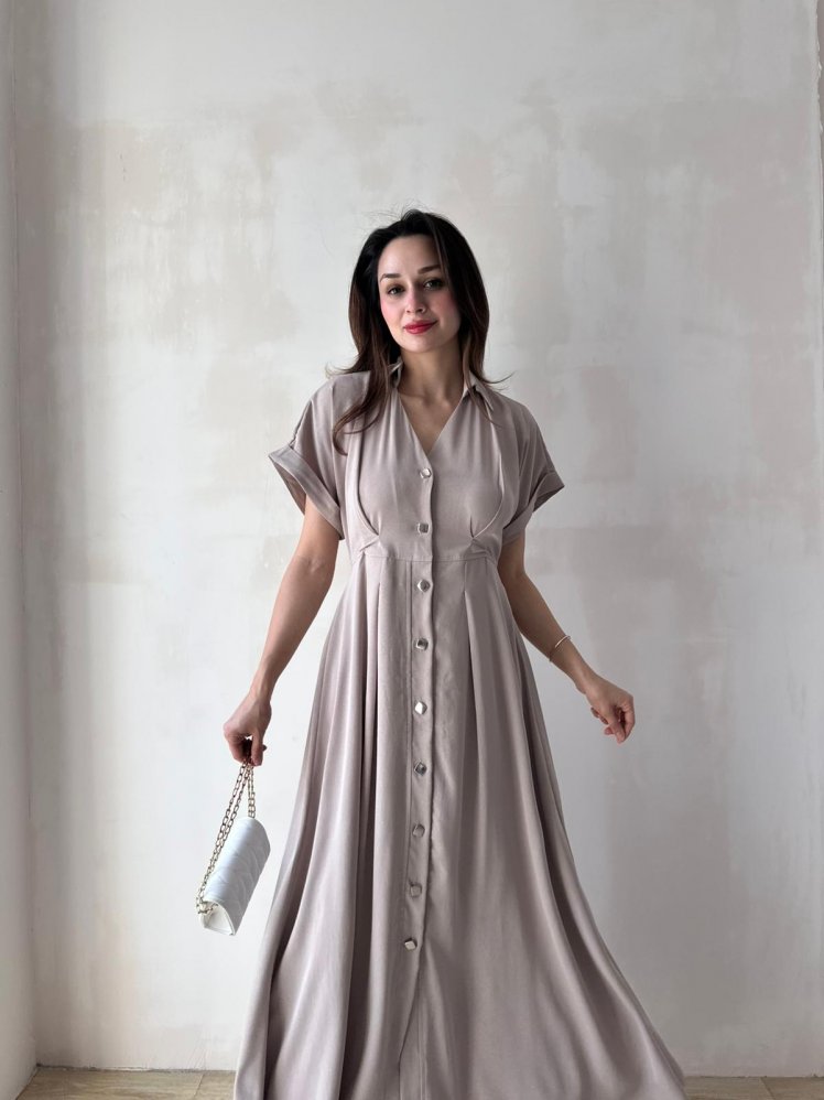 TİTA Maxi Elbise 4736 - Bej - Mooi Butik