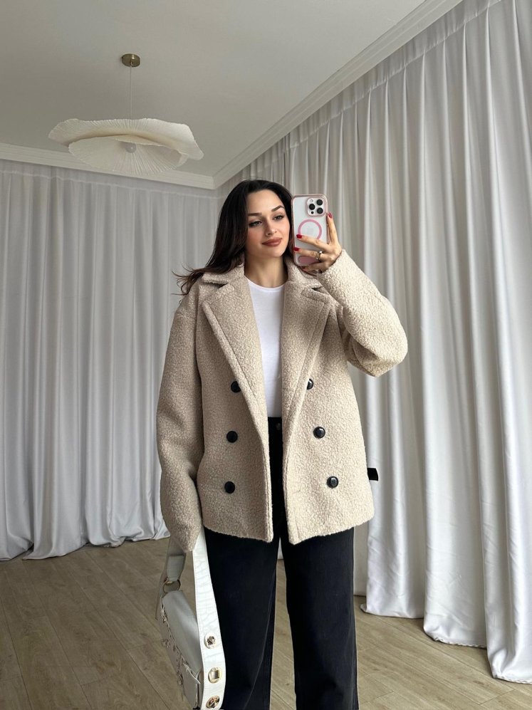 TOMRİS Kısa Kaban 8789 - Krem - Mooi Butik