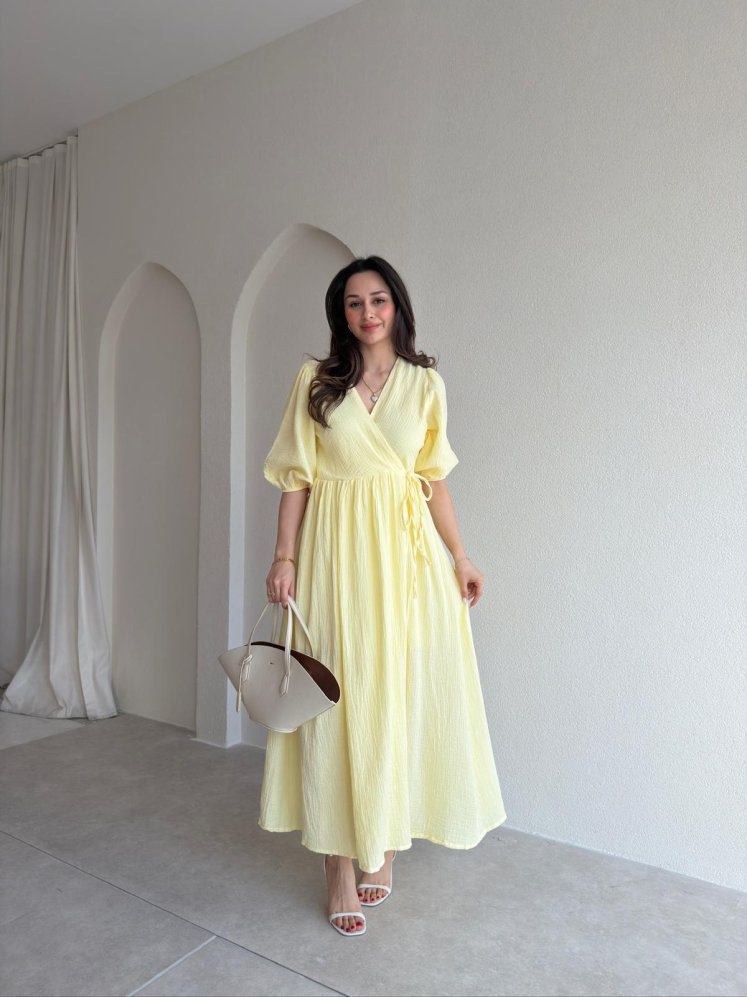 TORİNO Midi Elbise 8992 - Sarı - Mooi Butik