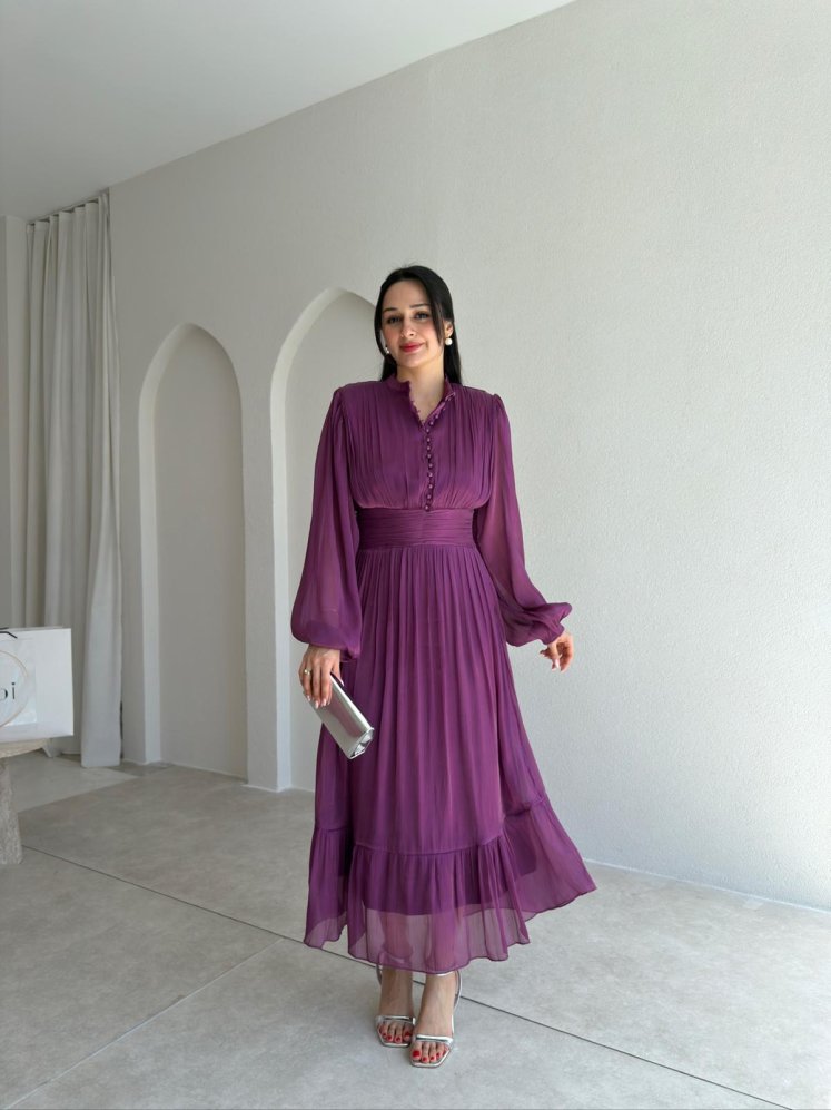 TORY Midi Elbise 6541 - Mor - Mooi Butik