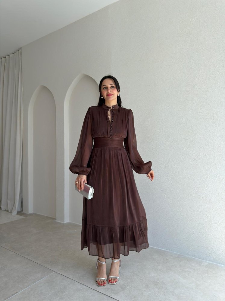 TORY Midi Elbise 6541 - Acı Kahve - Mooi Butik