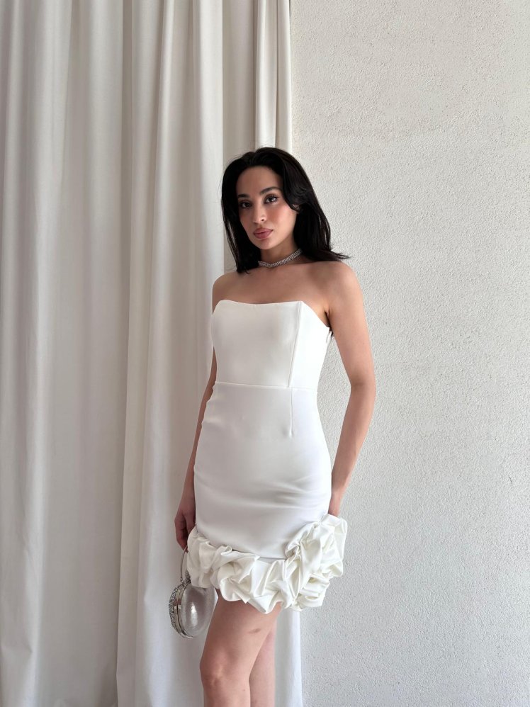 TOWER Mini Elbise 5960 - Beyaz - Mooi Butik