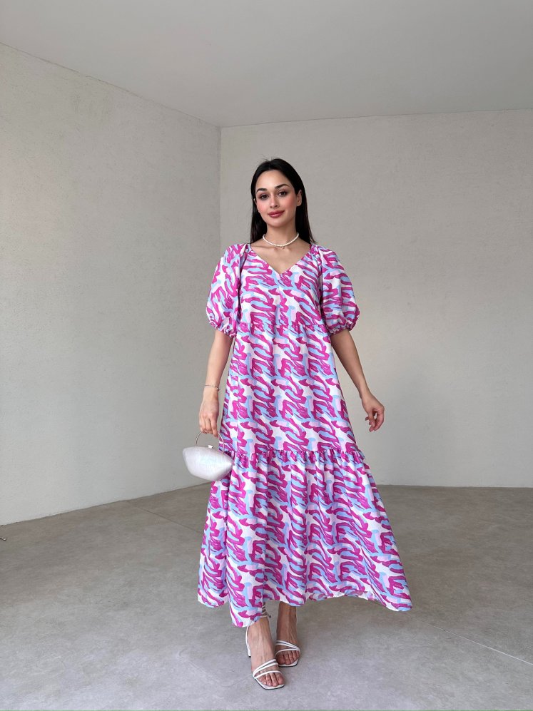 TOWNE Maxi Elbise 4634 - Fuşya - Mooi Butik