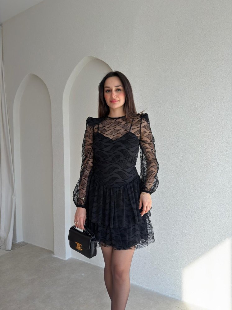TRACY Dantelli Mini Elbise 9843 - Siyah - Mooi Butik