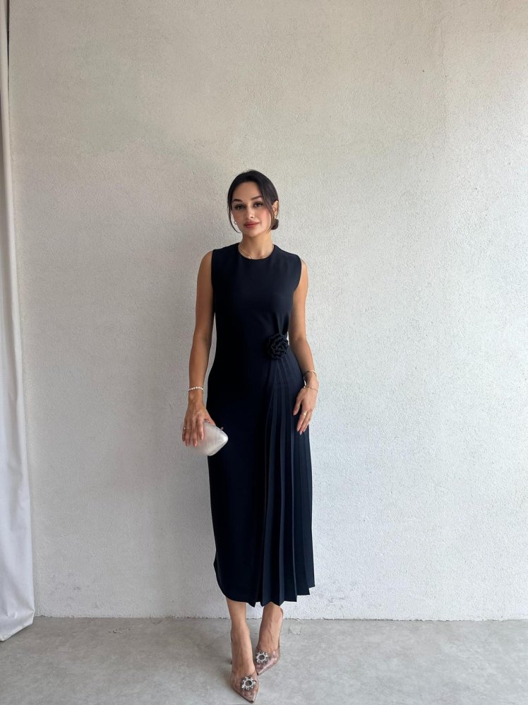 TRAVİS Midi Elbise 8029 - Lacivert - Mooi Butik