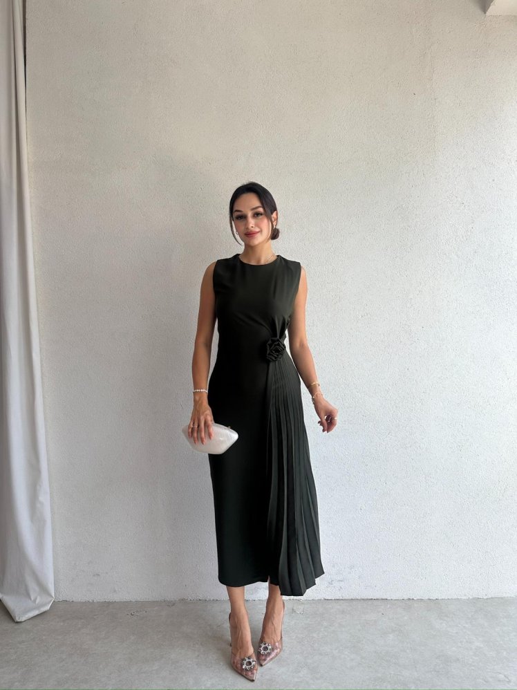 TRAVİS Midi Elbise 8029 - Haki - Mooi Butik