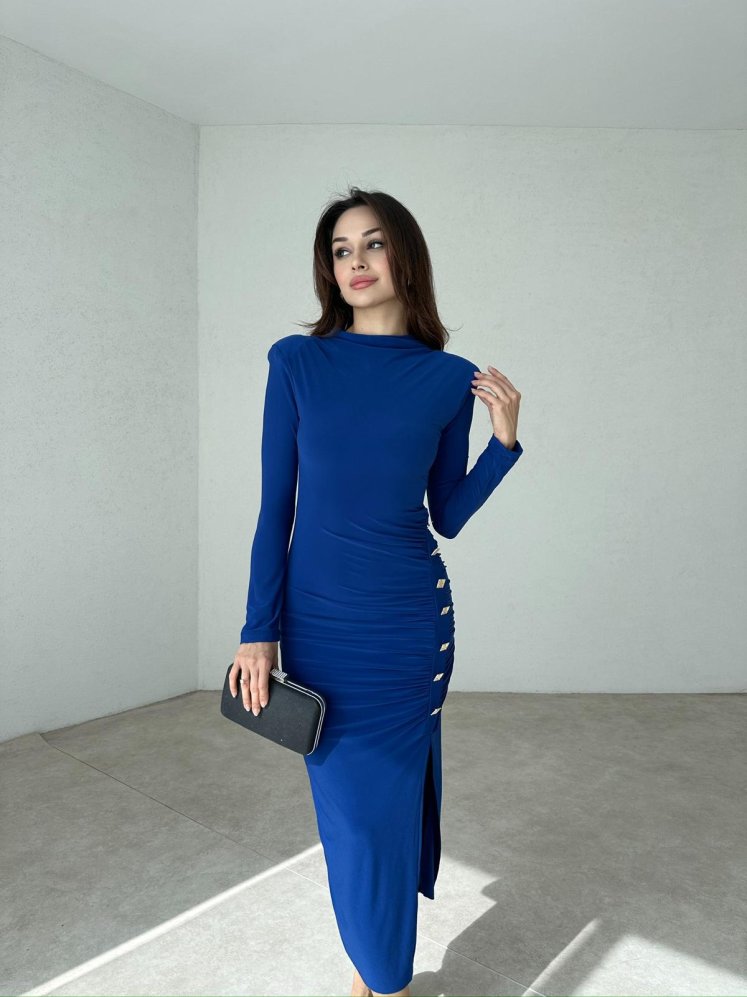 TRELLA Midi Elbise 3498 - Mavi - Mooi Butik