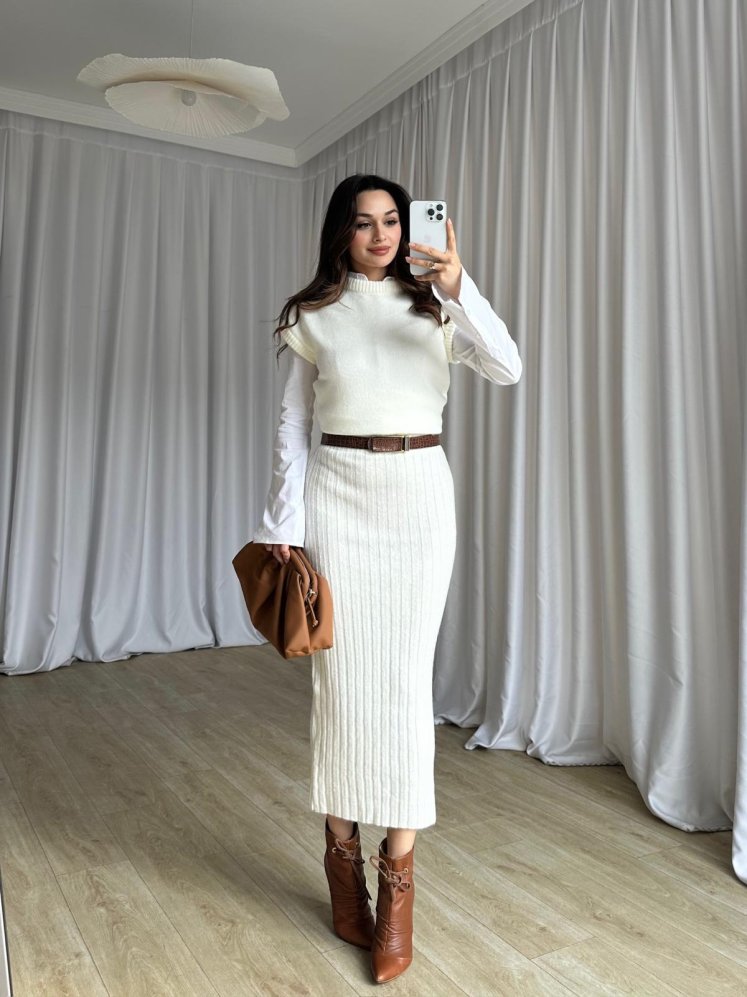 Triko WİNONA Takım 6483 - Beyaz - Mooi Butik