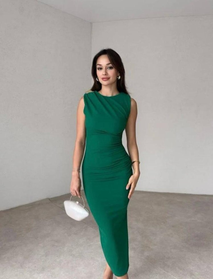 TRUMBO Midi Elbise 8667 - Yeşil - Mooi Butik