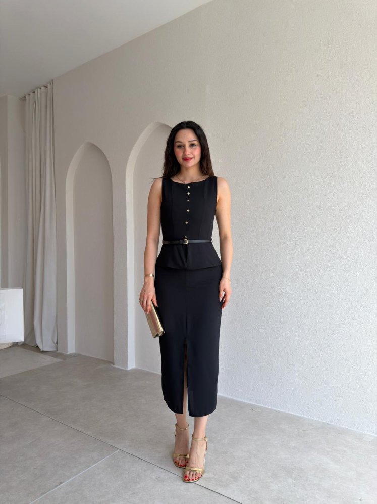 TURTLE Midi Elbise 5516 - Siyah - Mooi Butik