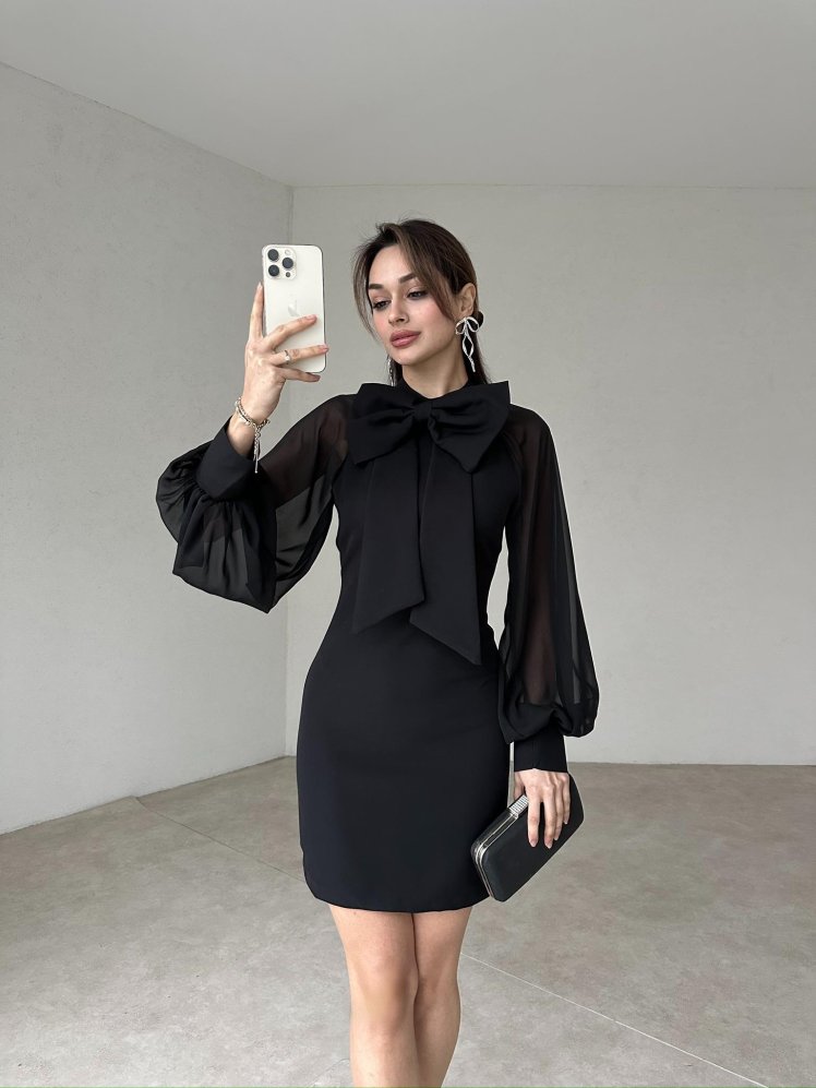 VANELLO Mini Elbise 2006 - Siyah - Mooi Butik