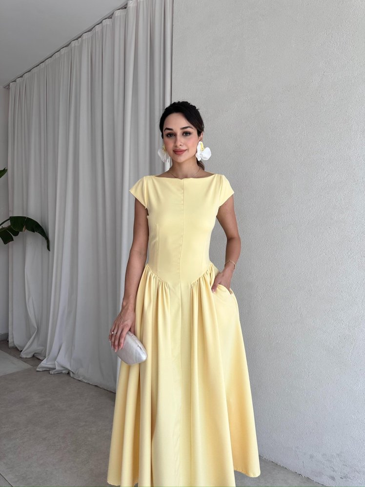 VANESSA Maxi Elbise 7679 - Sarı - Mooi Butik