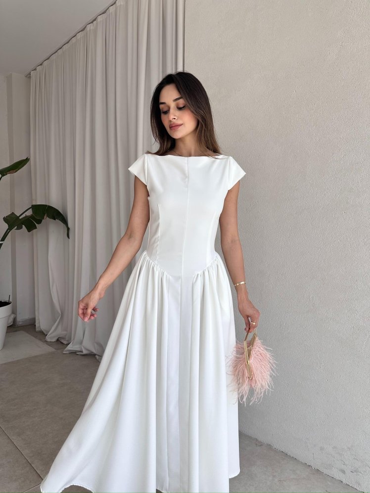 VANESSA Maxi Elbise 7679 - Beyaz - Mooi Butik