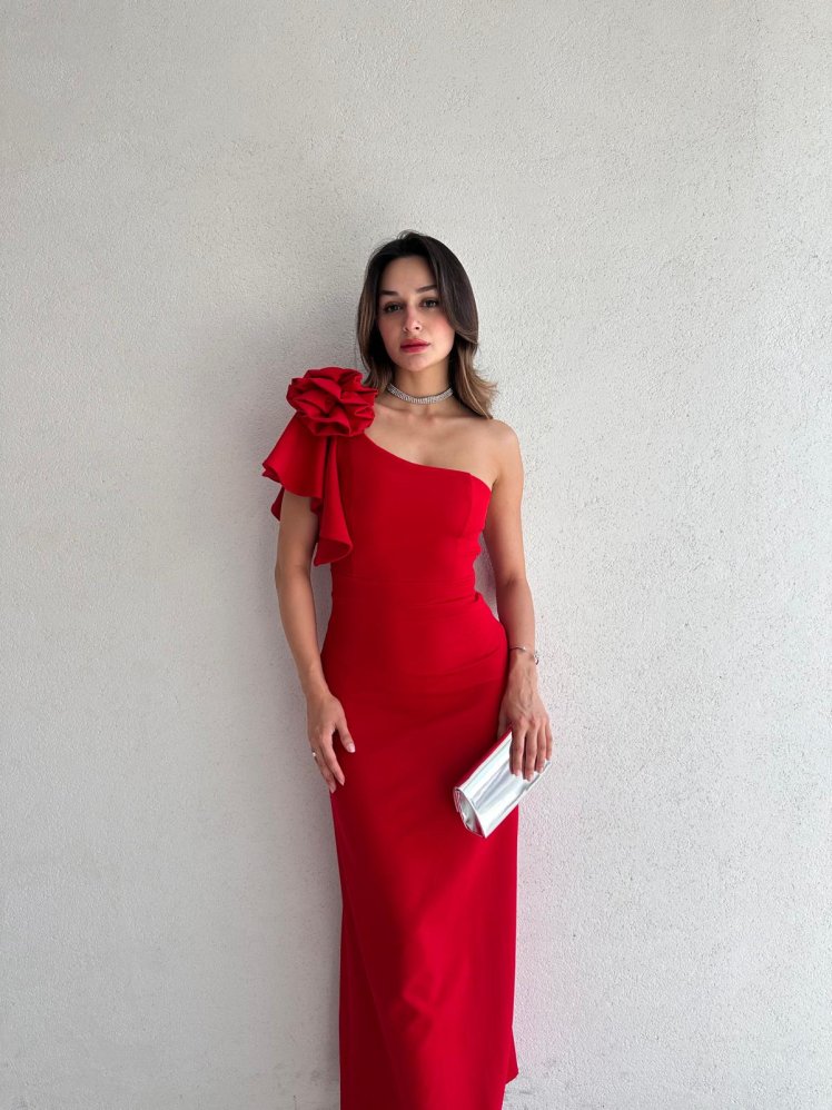 VARGAS Maxi Elbise 6734 - Kırmızı - Mooi Butik