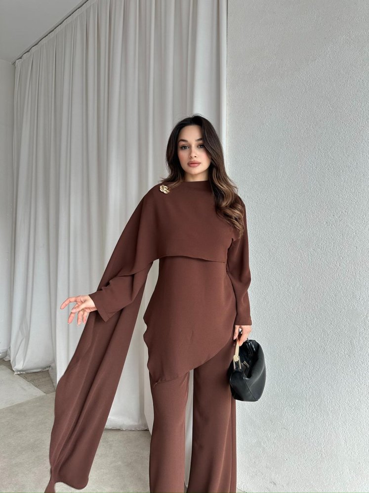 VELVET Takım 8244 - Kahverengi - Mooi Butik