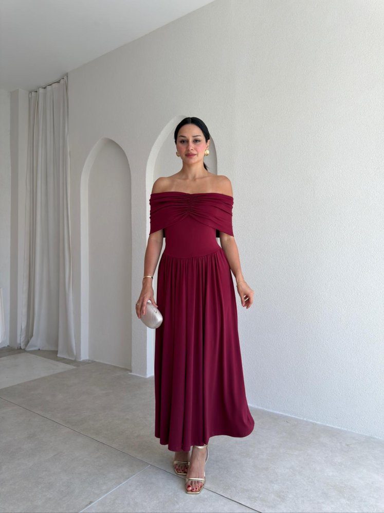 VENDY Midi Elbise 5452 - Bordo - Mooi Butik