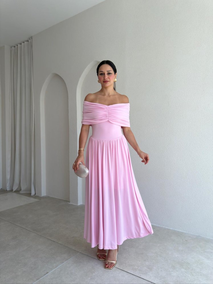 VENDY Midi Elbise 5452 - Pembe - Mooi Butik
