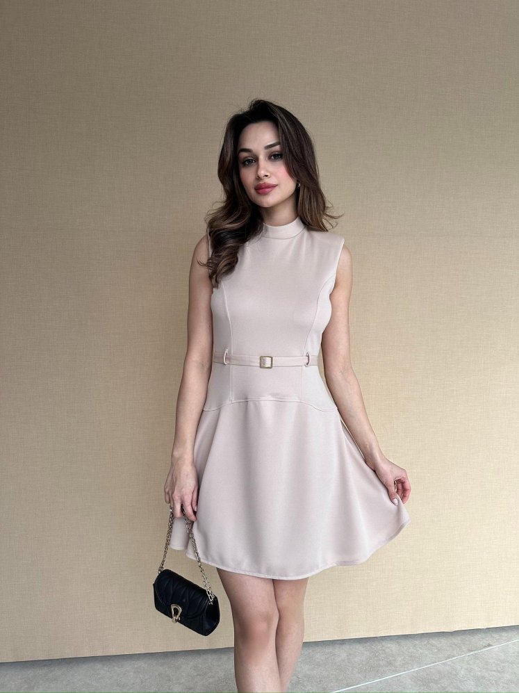 VENETİA Mini Elbise 3098 - Krem - Mooi Butik