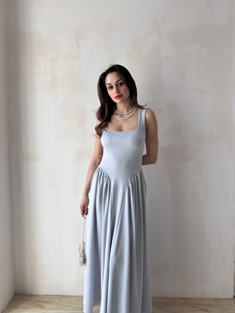 VENTUR Maxi Elbise 6347 - Gri - Mooi Butik