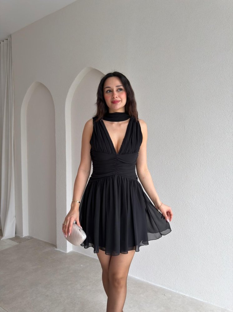 VİCTORİA Mini Elbise 0922 - Siyah - Mooi Butik