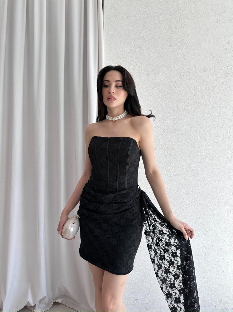 VİNELLA Mini Elbise 3742 - Siyah - Mooi Butik