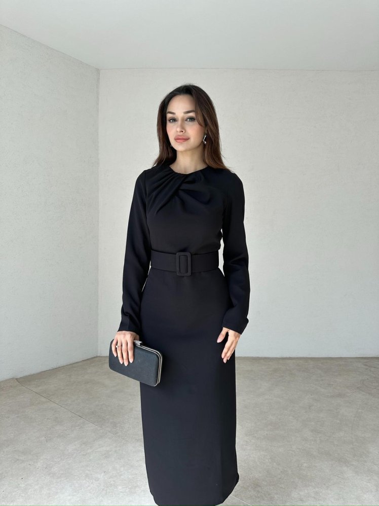 VİOLA Midi Elbise 1009 - Siyah - Mooi Butik