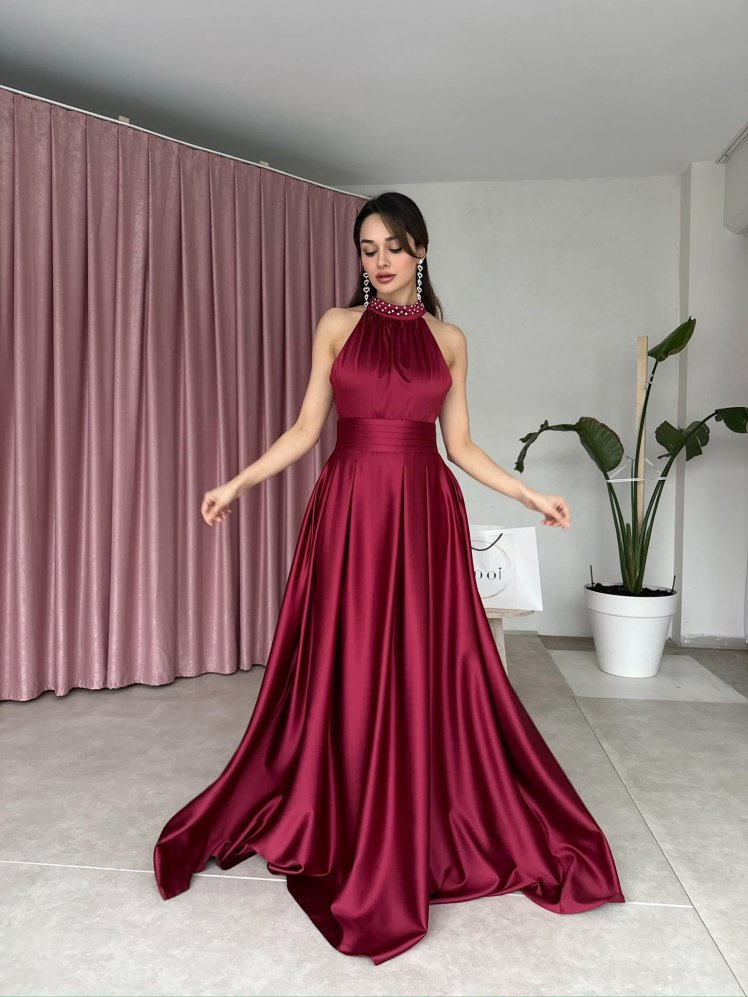 VİTO Maxi Elbise 7008 - Bordo - Mooi Butik
