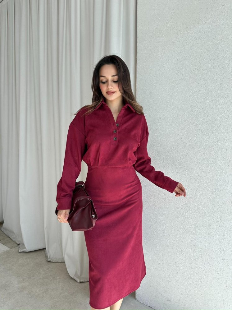 VİVA Midi Elbise 8620 - Bordo - Mooi Butik
