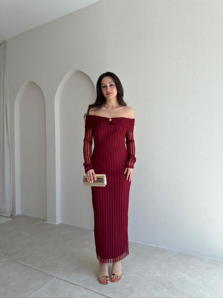 VİVALDİ Midi Elbise 3965 - Bordo - Mooi Butik