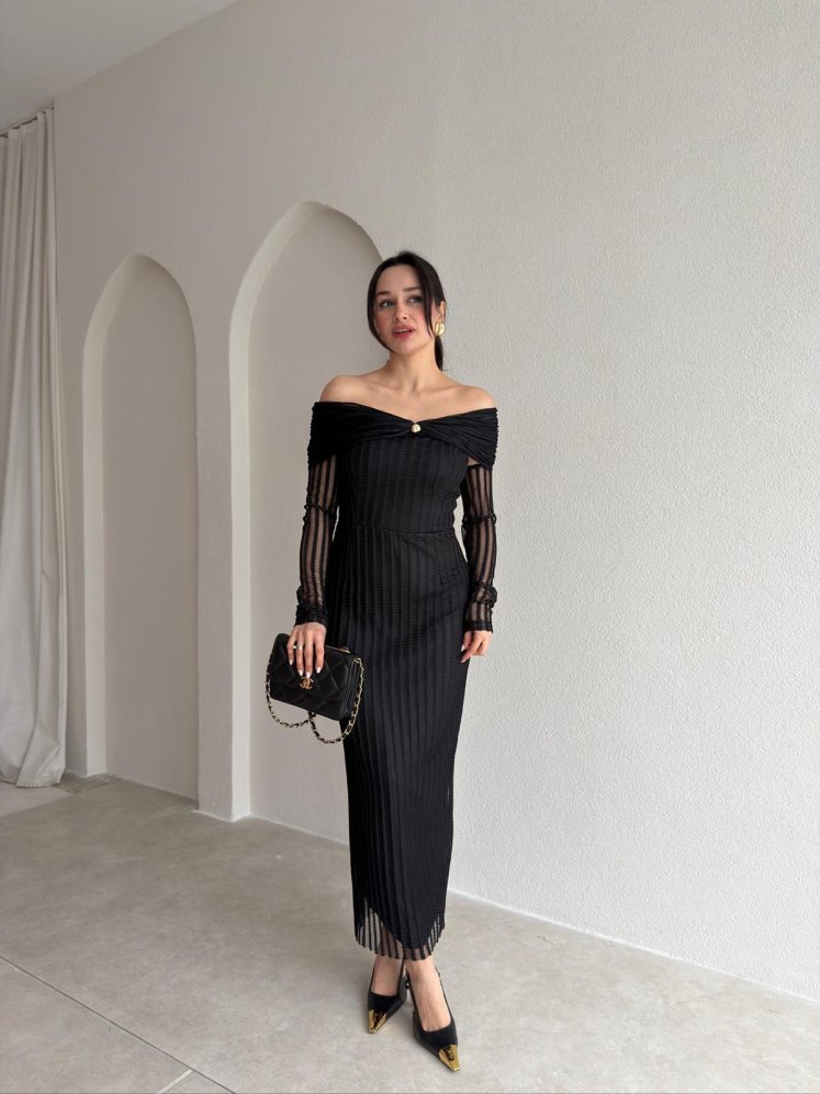 VİVALDİ Midi Elbise 3965 - Siyah - Mooi Butik