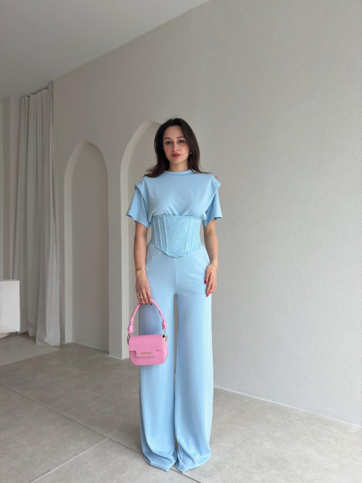 WALLET Üçlü Takım 5482 - Bebe Mavisi - Mooi Butik