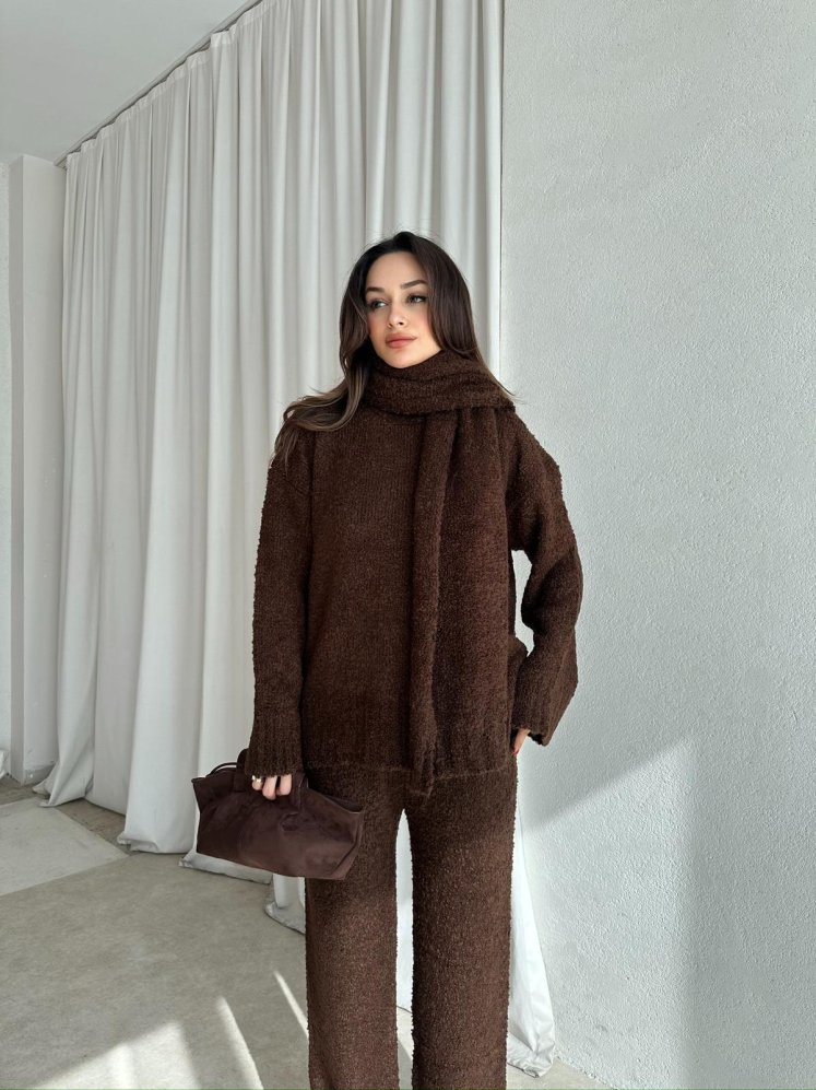 WALNUT Buklet Kumaş Takım 8672 - Acı Kahve - Mooi Butik