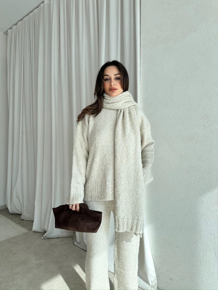  WALNUT Buklet Kumaş Takım 8672 - Krem - Mooi Butik