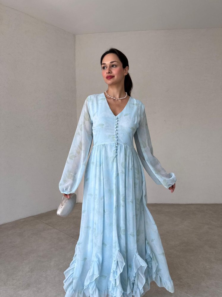 WALTON Maxi Elbise 2423 - Mavi - Mooi Butik