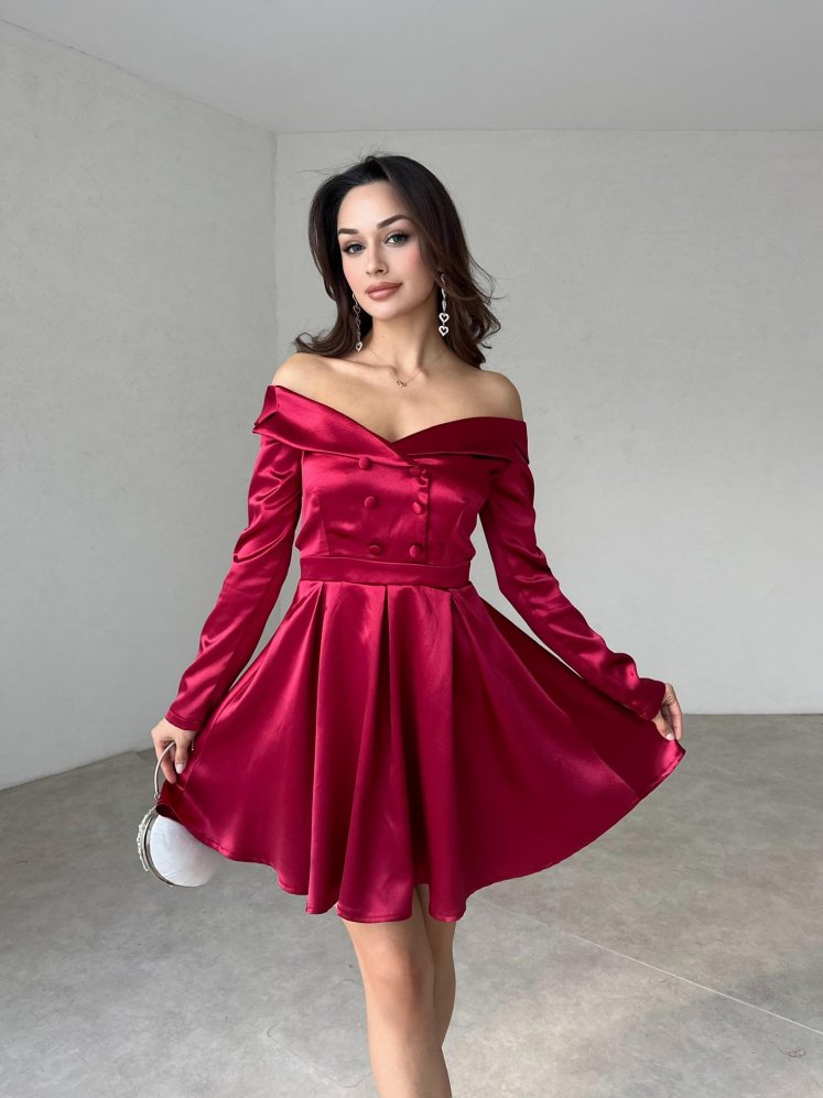 WELDA Mini Elbise 2764 - Bordo - Mooi Butik