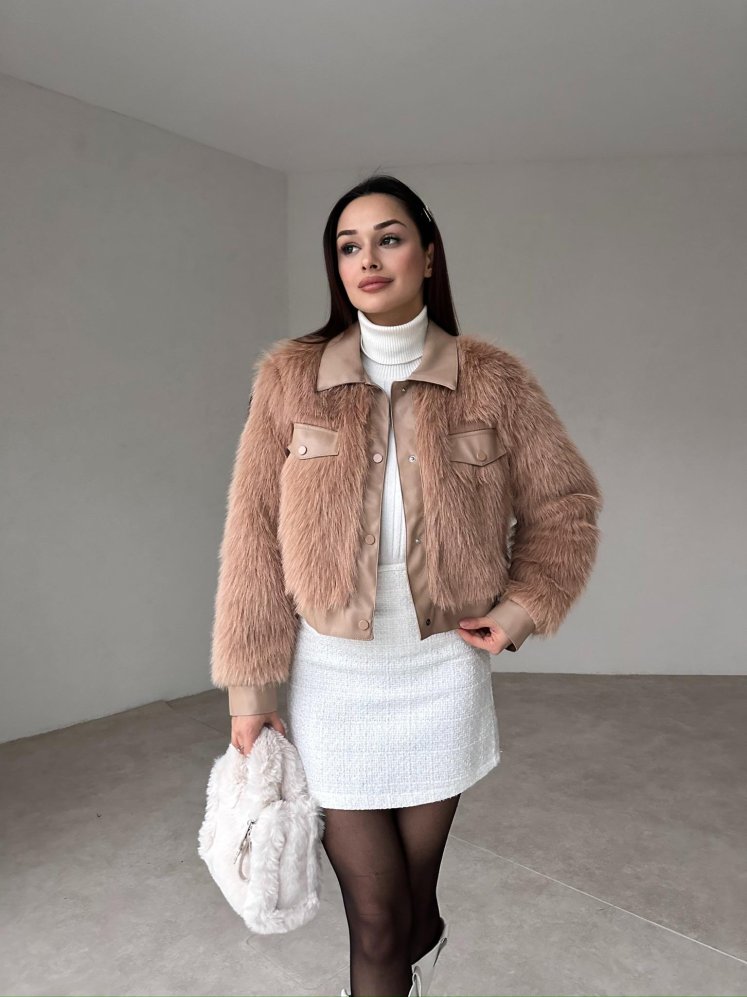 WESSA Kürk Ceket 5111 - Kahverengi - Mooi Butik