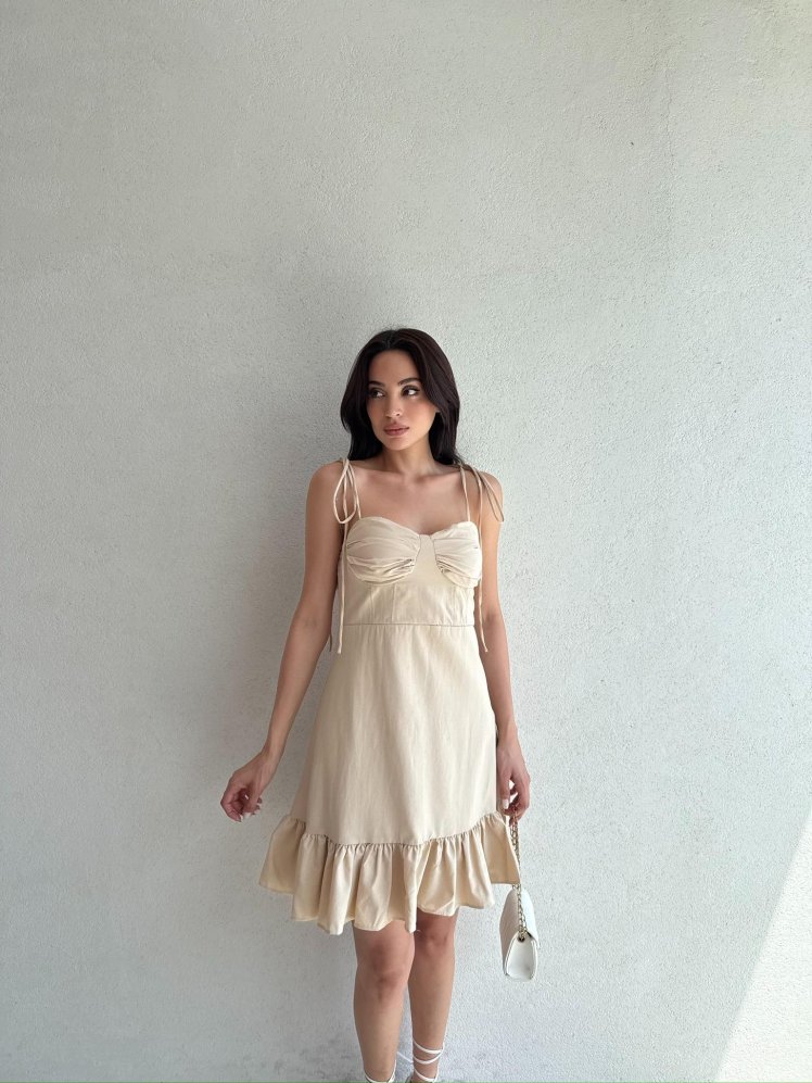 WESTON Mini Elbise 4903 - Krem - Mooi Butik