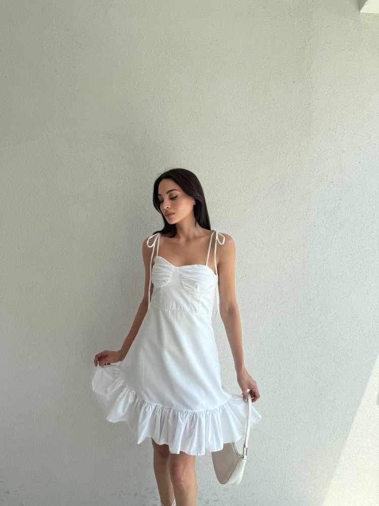 WESTON Mini Elbise 4903 - Beyaz - Mooi Butik