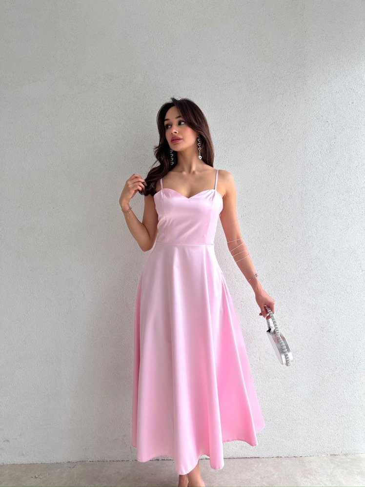 WEXLER Midi Elbise 9046 - Pudra - Mooi Butik